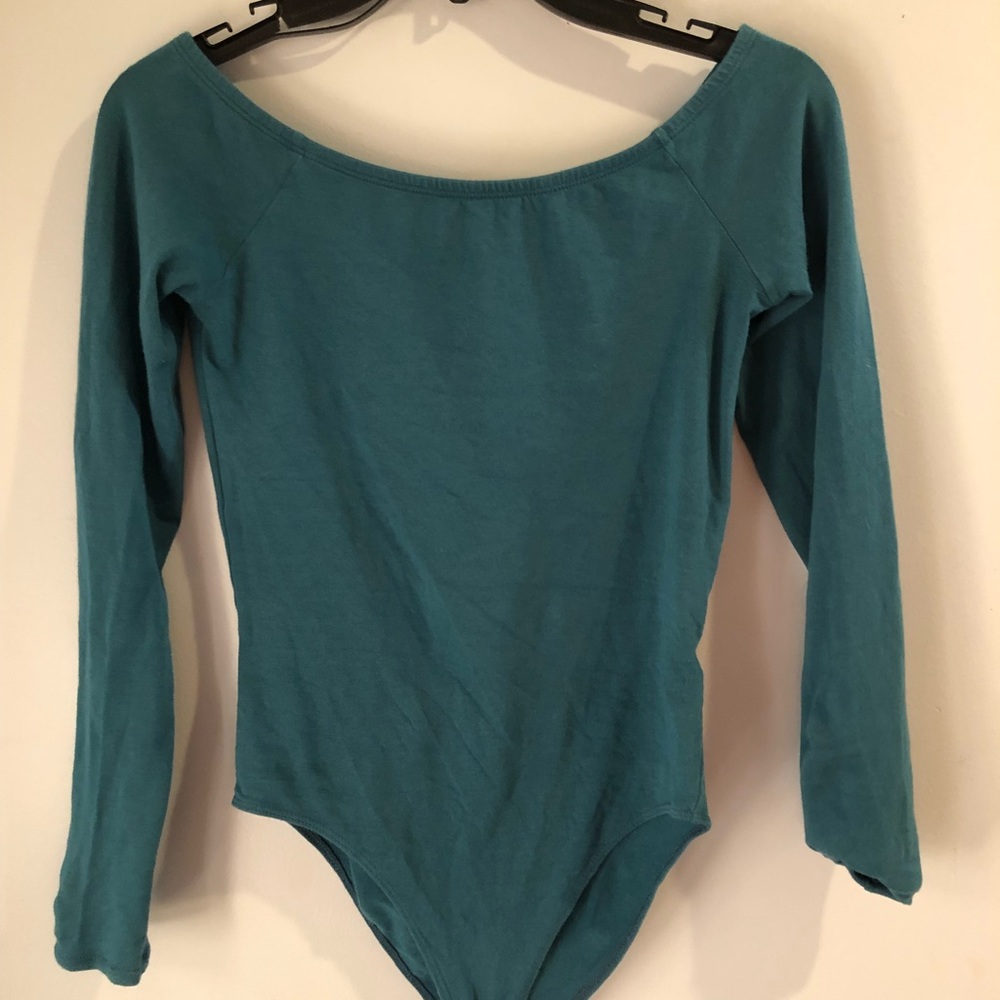 Long sleeve teal bodysuit
